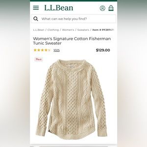 L.L. Bean Women's Signature Cotton knit Fisherman Tunic Sweater